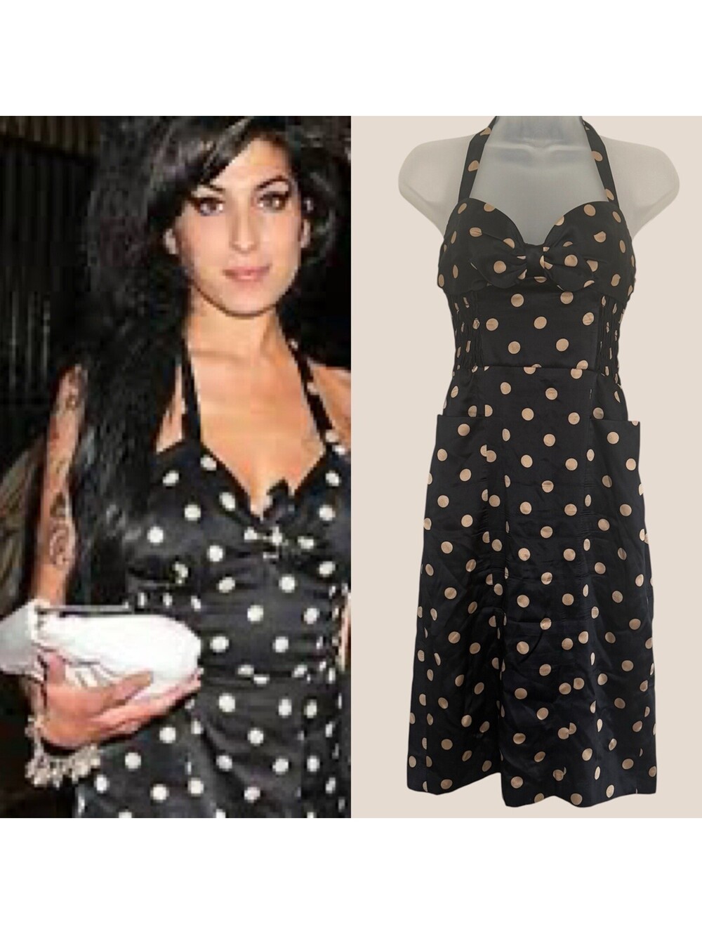 BETSEY JOHNSON Vintage Silk Polka Dot Dress ASO Amy Winehouse Size 6